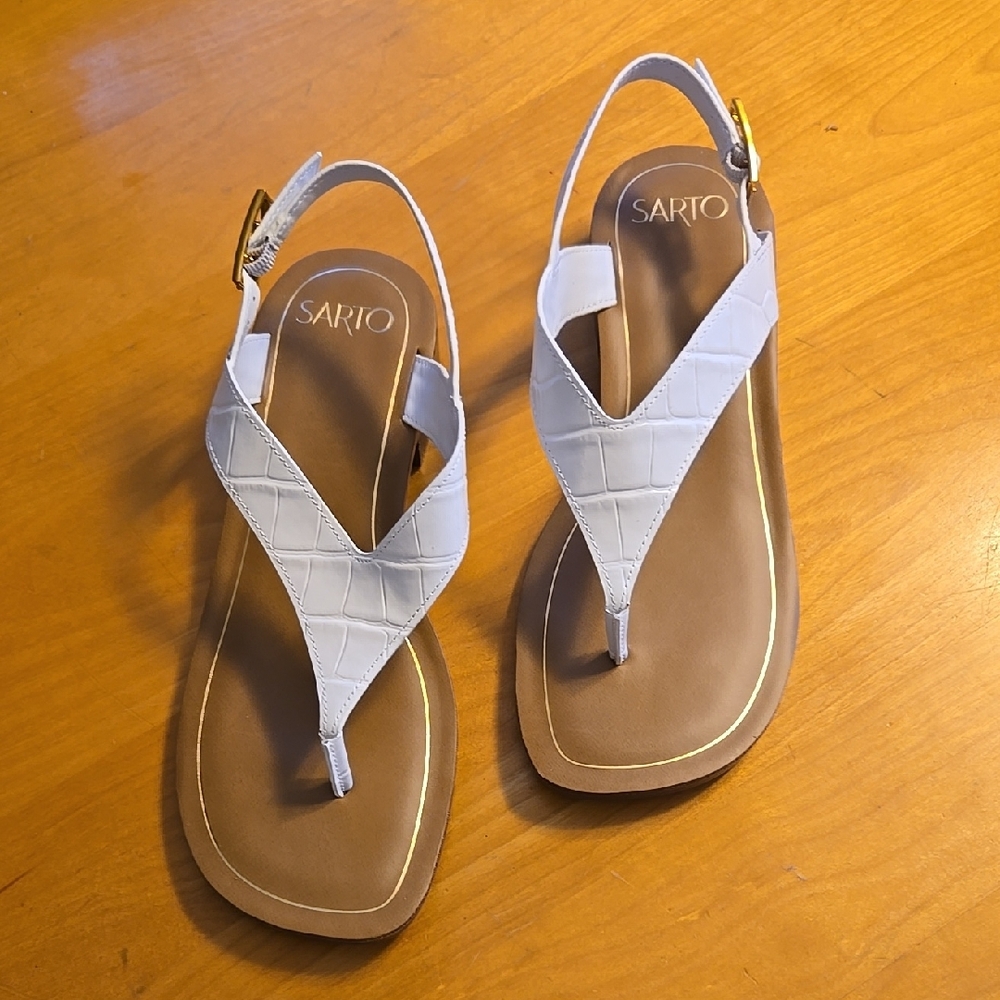 Franco Sarto White Leather Sandals NIB